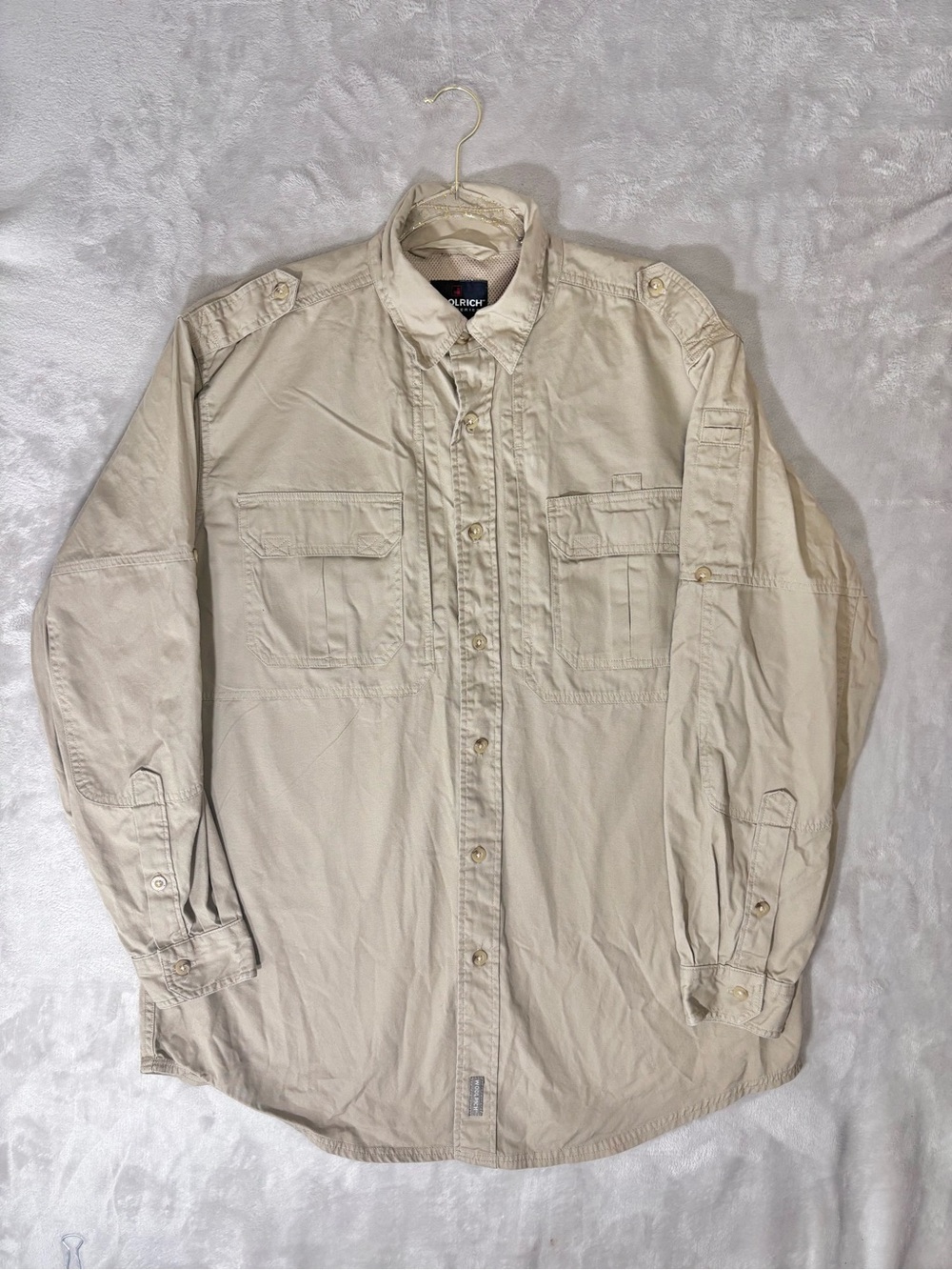 Woolrich Shirt Elite Series Men’s Large Tactical Utility Khaki Long Sleeve